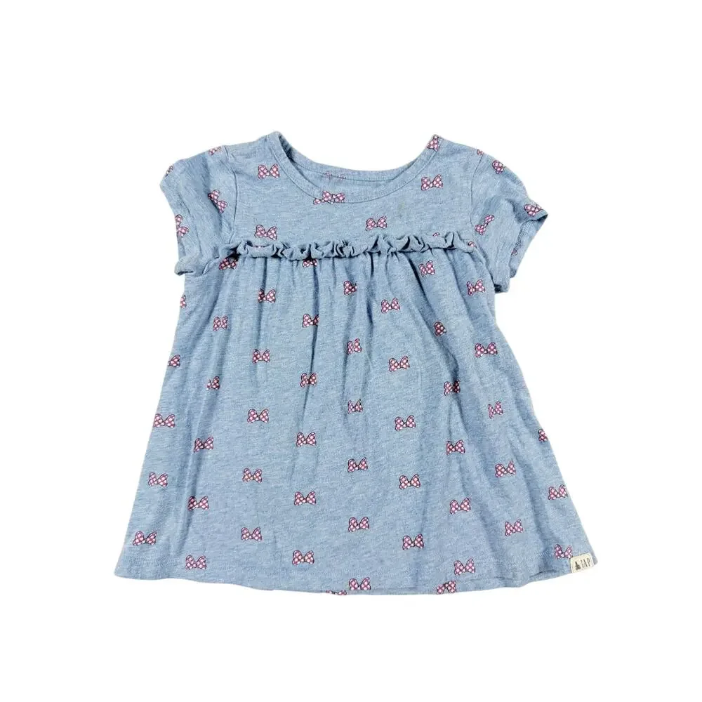 Gap Disney Minnie Mouse Bow Print Organic Cotton Dress Size 3 Years